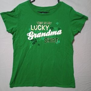 Lucky Grandma St. Patrick’s Day Tee Shirt Tshirt Sz L Green Casual Holiday